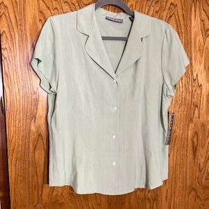 100% silk sage green blouse